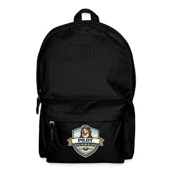 Dog Pilot Badge Cartoon - Backpack - black - Front