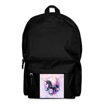 Mondeinhorn mit Blumen und Totenköpfen - Rucksack - Schwarz - Vorne