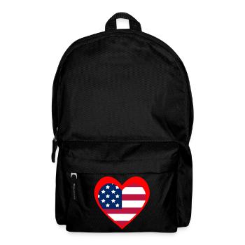 American Heart Flag – Red Patriotic Love - Backpack - black - Front