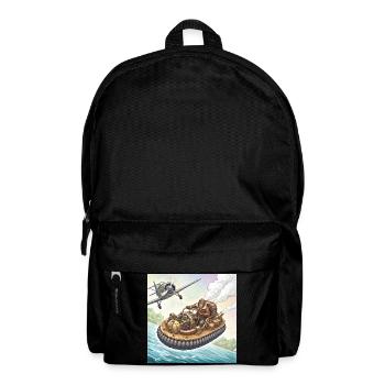 Poursuite fluviale en bateau à air steampunk - Sac à dos - noir - Devant