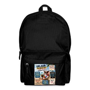 Urlaubsdruck: Hund am Strand - Rucksack - Schwarz - Vorne