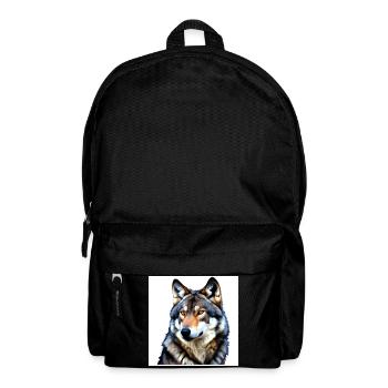 Portrait of a wolf with yellow eyes - Backpack - black - Front