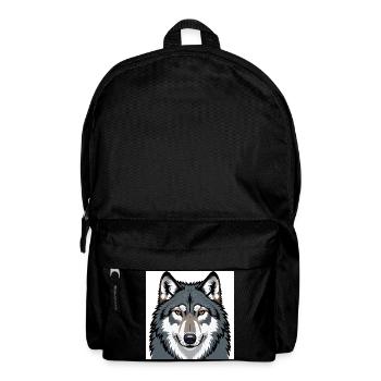 Wolf Illustrative Portrait - Backpack - black - Front