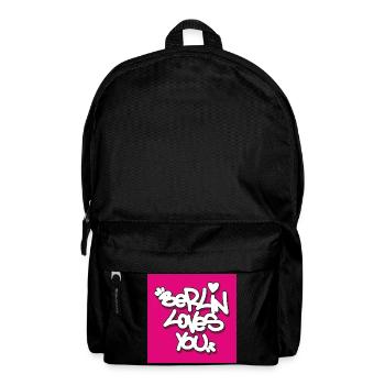 BLY_Berlin lovey you - Pink Sticker - Rucksack - Schwarz - Vorne