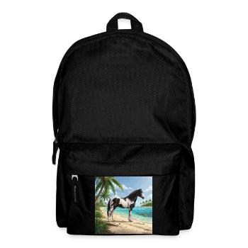 Ein Abaco Barbe-Pferd und eine bahamaische Landschaft - Rucksack - Schwarz - Vorne