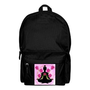 Meditative Silhouette rosa Hibiskus - Rucksack - Schwarz - Vorne