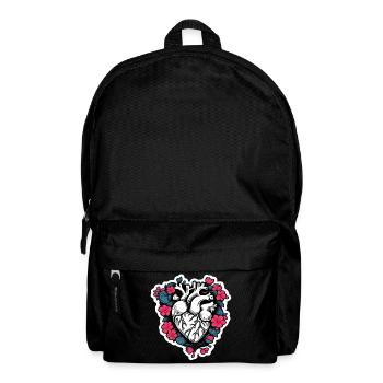 Cœur floral noir et blanc - Sac à dos - noir - Devant