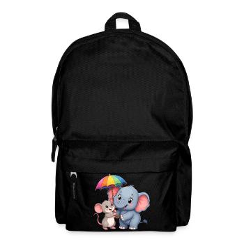 Éléphant coloré avec parapluie arc-en-ciel - Sac à dos - noir - Devant