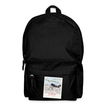 Foto Nordsee Möwe Wattvogel mit Schrift  - Rucksack - Schwarz - Vorne