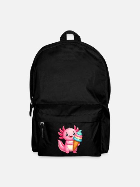 Rosa Kawaii-Axolotl mit buntem Eis – Zuckersüß - Backpack - black