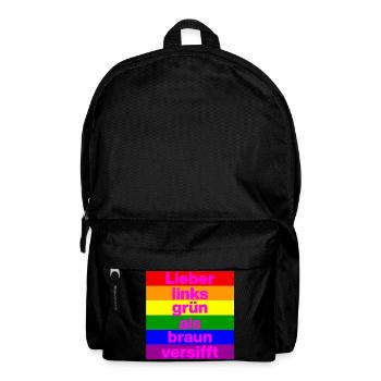 ICH BIN GERNE LINKS GRÜN VERSIFFT, NO NZS, FRIEDEN - Rucksack - Schwarz - Vorne