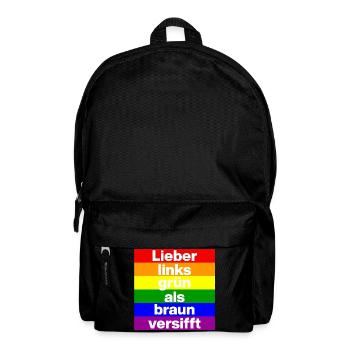 ICH BIN GERNE LINKS GRÜN VERSIFFT, NO NZS, FRIEDEN - Rucksack - Schwarz - Vorne