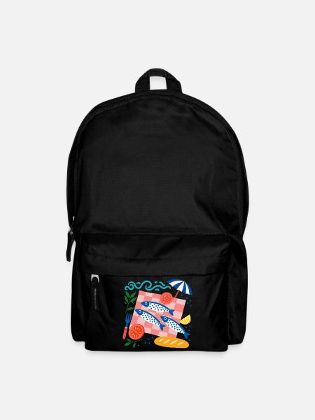 Sardinen-Picknick Mittelmeer-Illustration - Rucksack - Schwarz