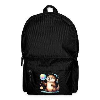 Loutre de Kawaii jouant avec des bulles de savon – Mignon - Sac à dos - noir - Devant