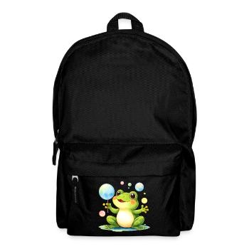 Green Kawaii Frog with Soap Bubbles – Cute - Backpack - black - Front