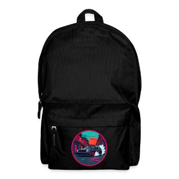 Retro 80s JDM Hatchback Street Race Synthwave Art - Backpack - black - Front