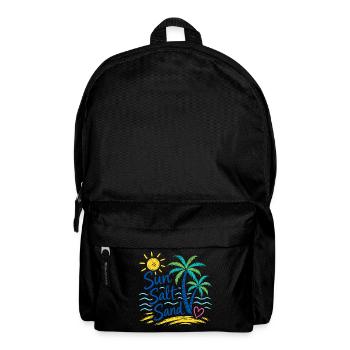 Sun Salt Sand – Sommer Strand Palmen Design - Rucksack - Schwarz - Vorne
