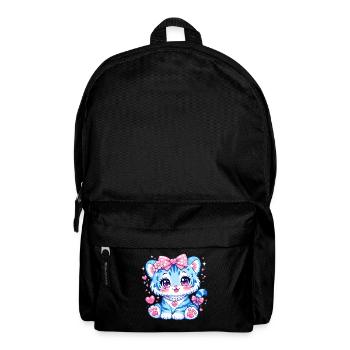 Tigre Bleu Kawaï Girly – Cute & Félin - Sac à dos - noir - Devant