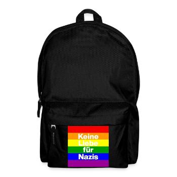KEINE LIEBE FÜR NAZIS, NIE WIEDER, NO NZS, FRIEDEN - Rucksack - Schwarz - Vorne