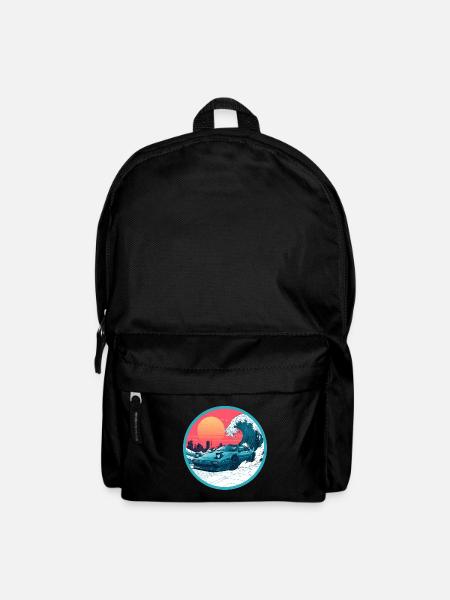 Der große Kanagawa-Wellen-Leistungs-Supersportwagen - Rucksack - Schwarz