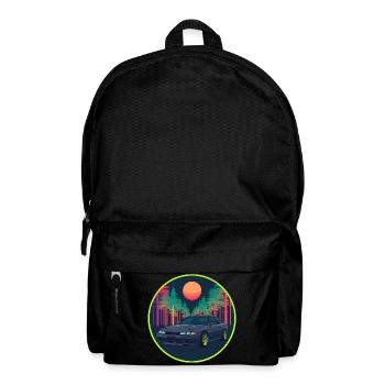 Retro 90er JDM R32 Forest Neon Moon Emblem - Rucksack - Schwarz - Vorne