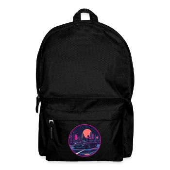 Retro 80s JDM Hatchback Neon Tokyo Emblem - Backpack - black - Front