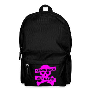 KEINEN BOCK AUF NAZIS, NO NZS, NO AFD, PINK SKULL - Rucksack - Schwarz - Vorne