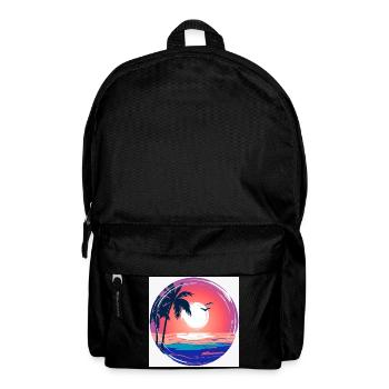 Sonnenuntergangs-Palmenkreis Ozean-Leuchten - Rucksack - Schwarz - Vorne