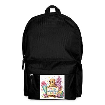 Hurra Schulanfang 2026 Kükenmotiv - Rucksack - Schwarz - Vorne