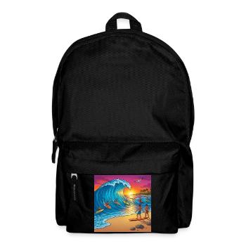 Welle beim Sonnenuntergang - Rucksack - Schwarz - Vorne
