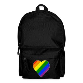 Herz mit Regenbogenstreifen - Rucksack - Schwarz - Vorne
