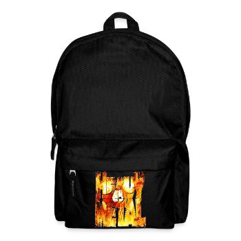 Flammender Schädel Heavy Metal Schriftzug - Rucksack - Schwarz - Vorne