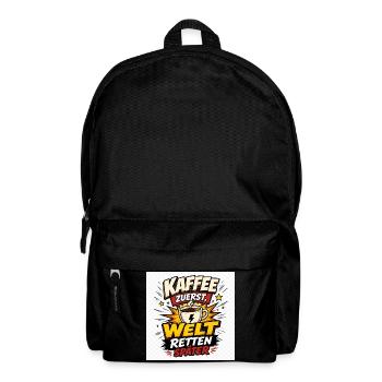 Kaffee zuerst, Welt retten später. - Rucksack - Schwarz - Vorne