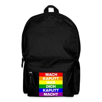 MACH KAPUTT WAS DICH KAPUTT MACHT, SCHWARZ - Rucksack - Schwarz - Vorne