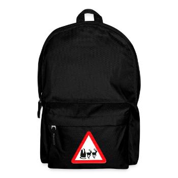 Road sign warning for Father Christmas ahead.  - Backpack - black - Front