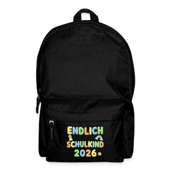 Endlich Schulkind 2026 - Buntes 3D Bubble Design - Rucksack - Schwarz - Vorne