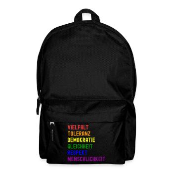 Vielfalt Toleranz Demokratie - Rucksack - Schwarz - Vorne