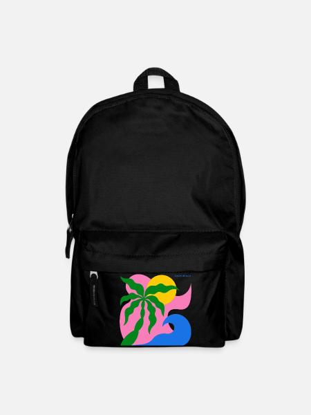 Abstract Palm Tree & Sun: Summer Design - Backpack - black