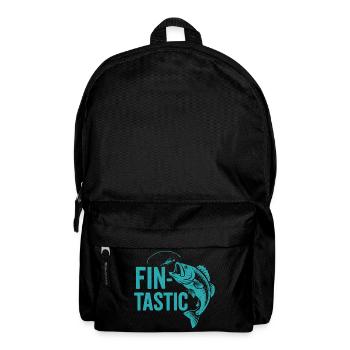 Fin-tastic! Funny Angler & Giant Fish Design - Backpack - black - Front