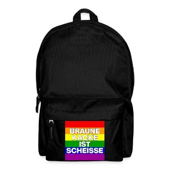 BRAUNE KACKE IST SCHEISSE, NO NZS, NO AFD, WEISS - Rucksack - Schwarz - Vorne