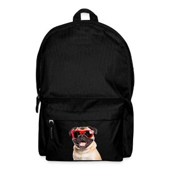 Carlin cool avec des lunettes de soleil rouges - Sac à dos - noir - Devant