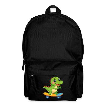 Little Green Dino on Skateboard – Skater Fun - Backpack - black - Front