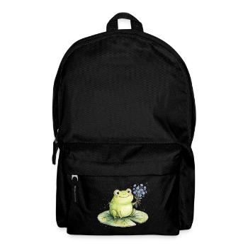 Cute frog with forget-me-not flowers - Backpack - black - Front