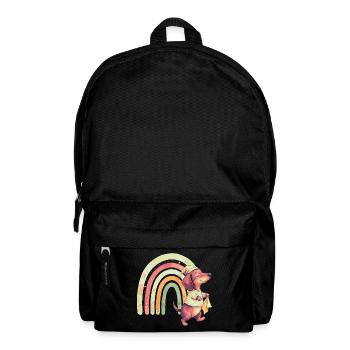 Schlafwandelnder Dackel mit Regenbogen - Rucksack - Schwarz - Vorne