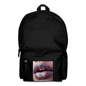 Juwelenverzierte Lippenkunst - Rucksack - Schwarz - Vorne