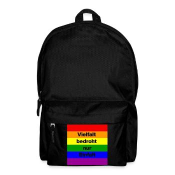 VIELFALT BEDROHT NUR EINFALT, FÜR EINE BUNTE WELT - Rucksack - Schwarz - Vorne