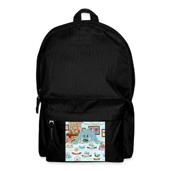 Flauschiges Wintermonster mit Schneekugel-Sammlung - Rucksack - Schwarz - Vorne