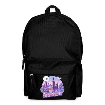 Stockholm Skyline Pink – Stolz & Souvenir Spruch - Rucksack - Schwarz - Vorne