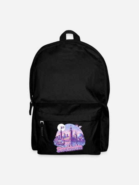 Stockholm Skyline Pink – Stolz & Souvenir Spruch - Rucksack - Schwarz