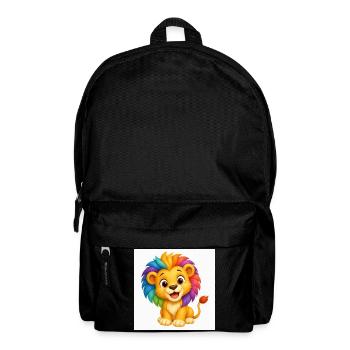 Regenbogenlöwe Farbspiel - Rucksack - Schwarz - Vorne